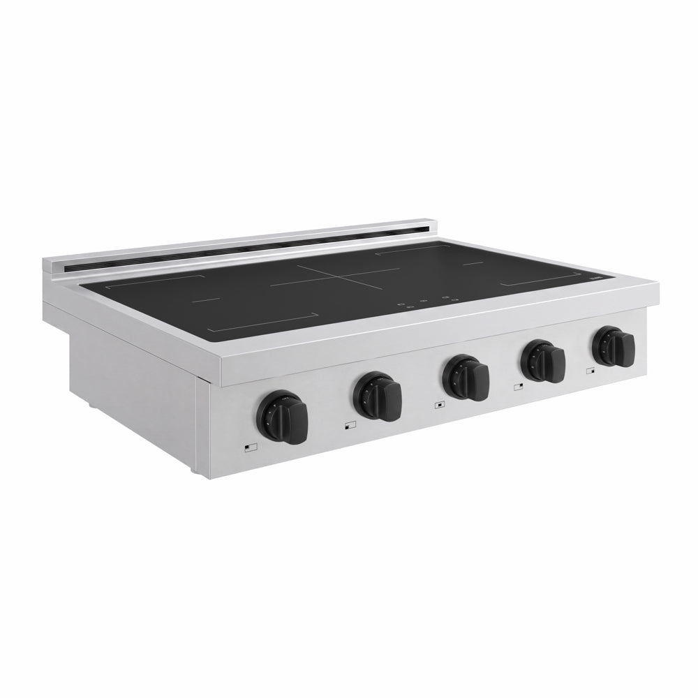 ZLINE Autograph Edition Paramount 36-inch rangetop in stainless steel and matte black accents SINRTZ-36-MB, from above