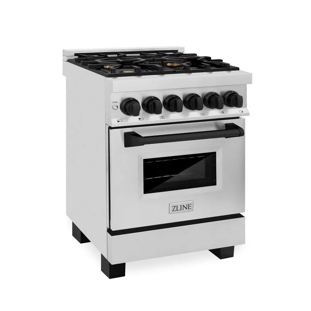ZLINE Autograph Edition Legacy 24-inch range in stainless steel and matte black accents RAZ-24-MB