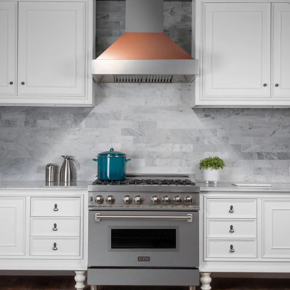 ZLINE 36-inch range hood in satin stainless steel 8654C-36, view 2
