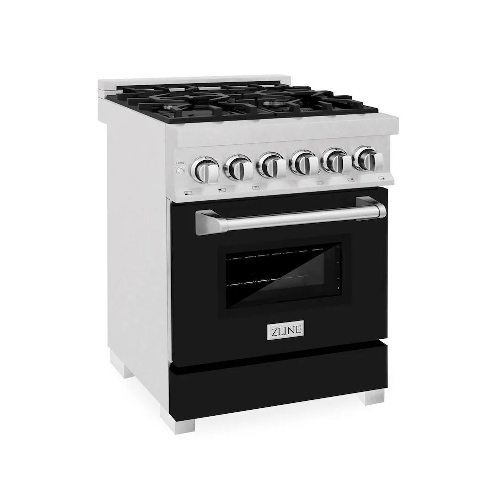 ZLINE Legacy 24-inch range in satin stainless steel with black matte door RAS-BLM-24