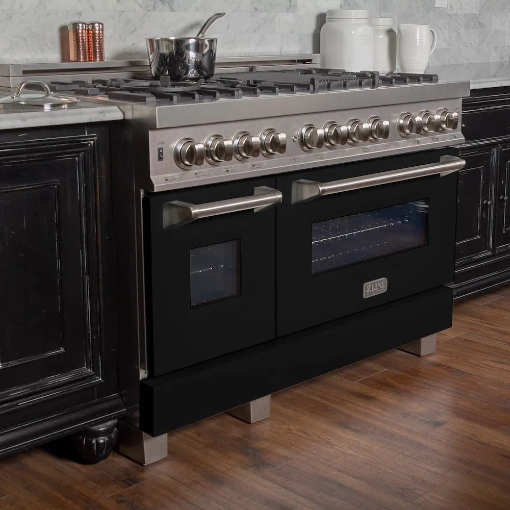ZLINE Legacy 48-inch range in satin stainless steel with black matte door RAS-BLM-48, view 7