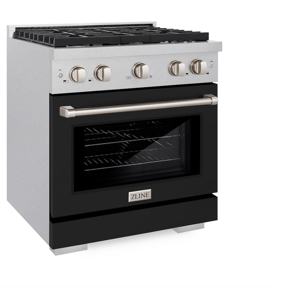 ZLINE Paramount 30-inch range in satin stainless steel with black matte door SDRS-BLM-30, view 5