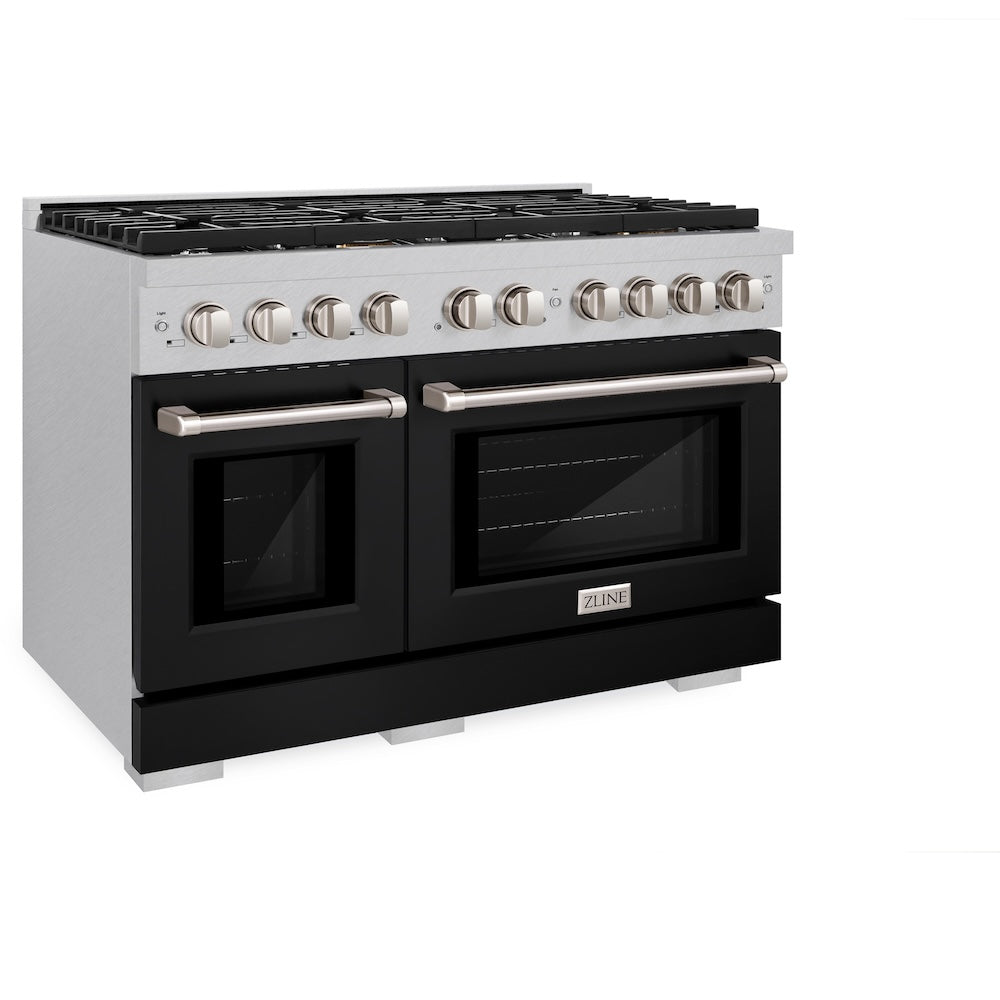 ZLINE Paramount 48-inch range in satin stainless steel with black matte door SGRS-BLM-48, view 5