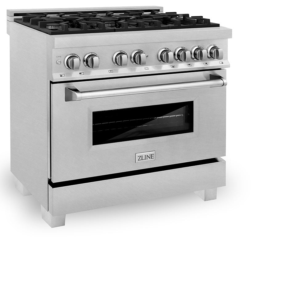 ZLINE Legacy 36-inch range in satin stainless steel RAS-SN-36, view 5