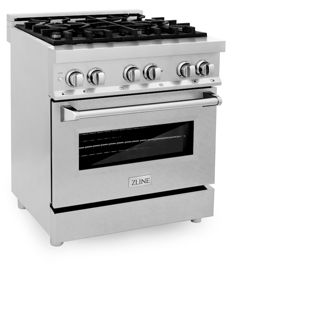 ZLINE Legacy 30-inch range in stainless steel with satin stainless steel door RA-SN-30, side view