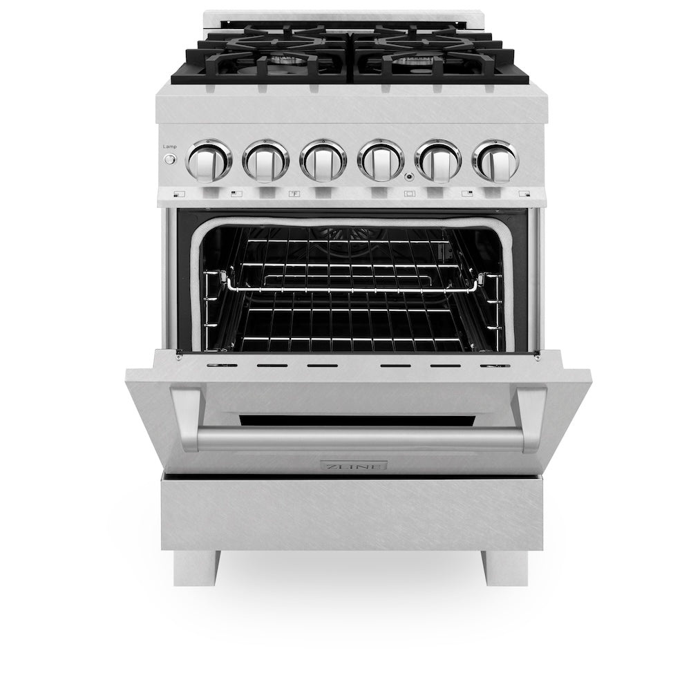 ZLINE Legacy 24-inch range in satin stainless steel RAS-SN-24, front view