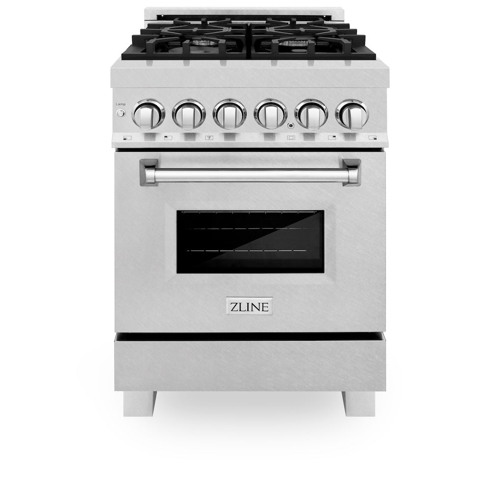 ZLINE Legacy 24-inch range in satin stainless steel RAS-SN-24, front view