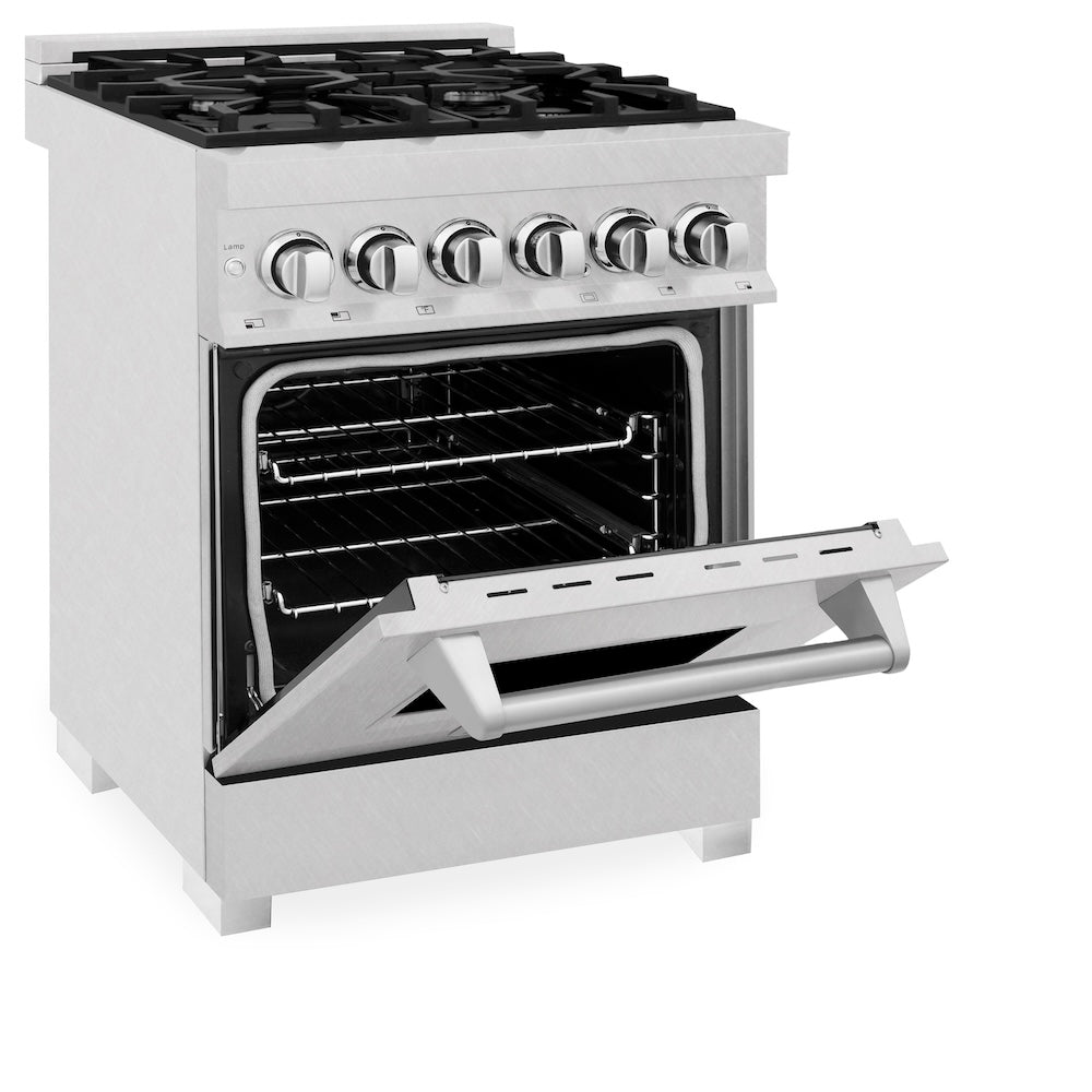 ZLINE Legacy 24-inch range in satin stainless steel RAS-SN-24, door open