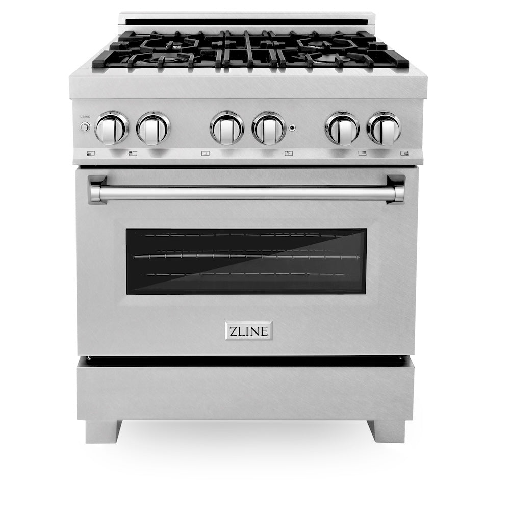 ZLINE Legacy 30-inch range in satin stainless steel RAS-SN-30, front view