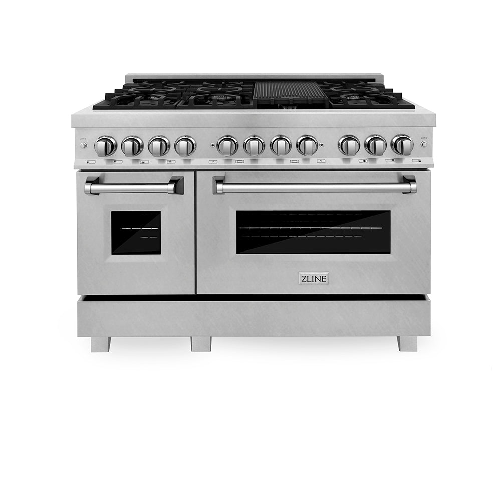ZLINE Legacy 48-inch range in satin stainless steel RAS-SN-48, front view