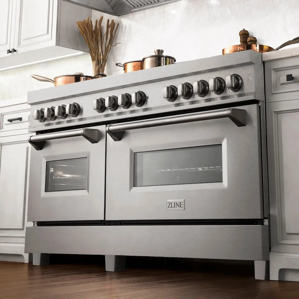ZLINE Legacy 60-inch range in satin stainless steel RAS-SN-60, from above