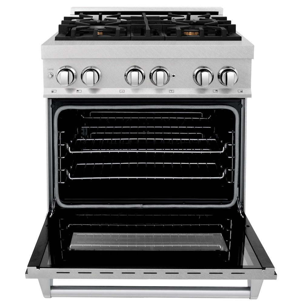 ZLINE Legacy 30-inch range in satin stainless steel RAS-SN-BR-30, front view