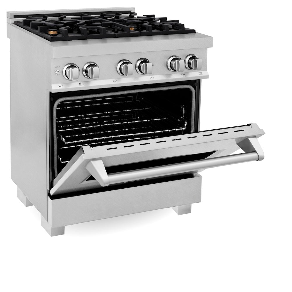 ZLINE Legacy 30-inch range in satin stainless steel RAS-SN-BR-30, door open