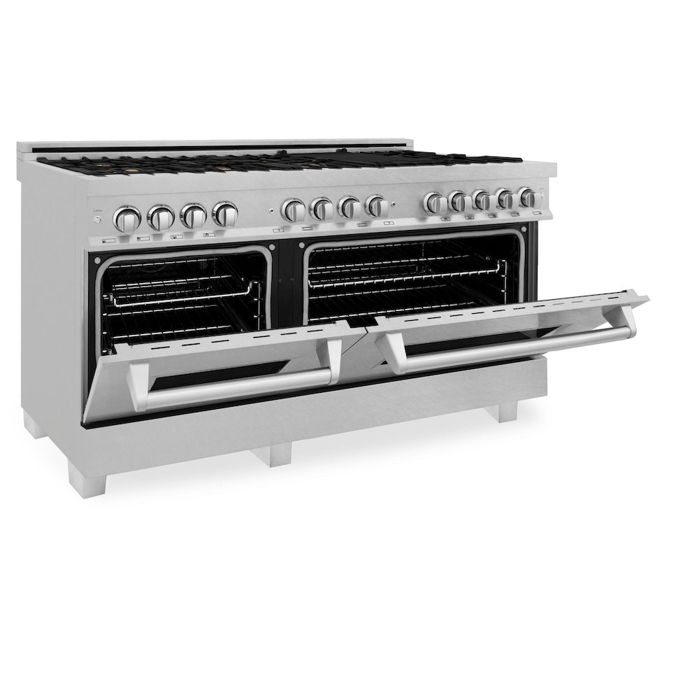 ZLINE Legacy 60-inch range in satin stainless steel RAS-SN-BR-60, door open