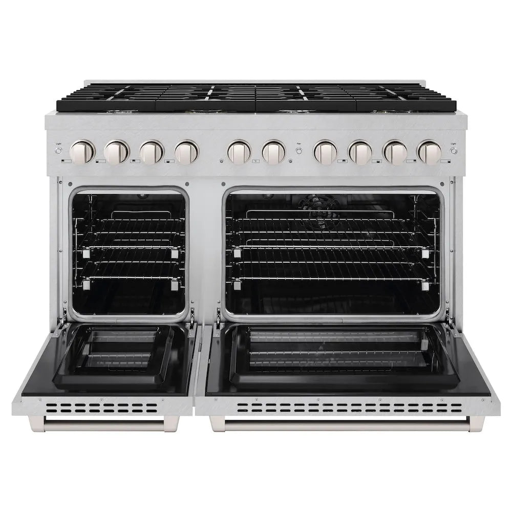 ZLINE Paramount 48-inch range in satin stainless steel SDRS-48, front view