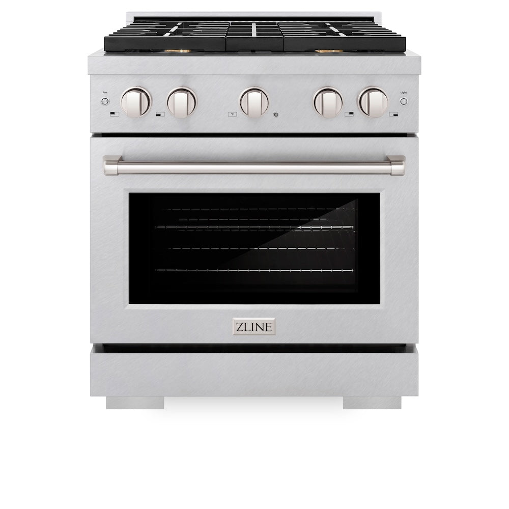 ZLINE Paramount 30-inch range in satin stainless steel SDRS-BR-30, front view
