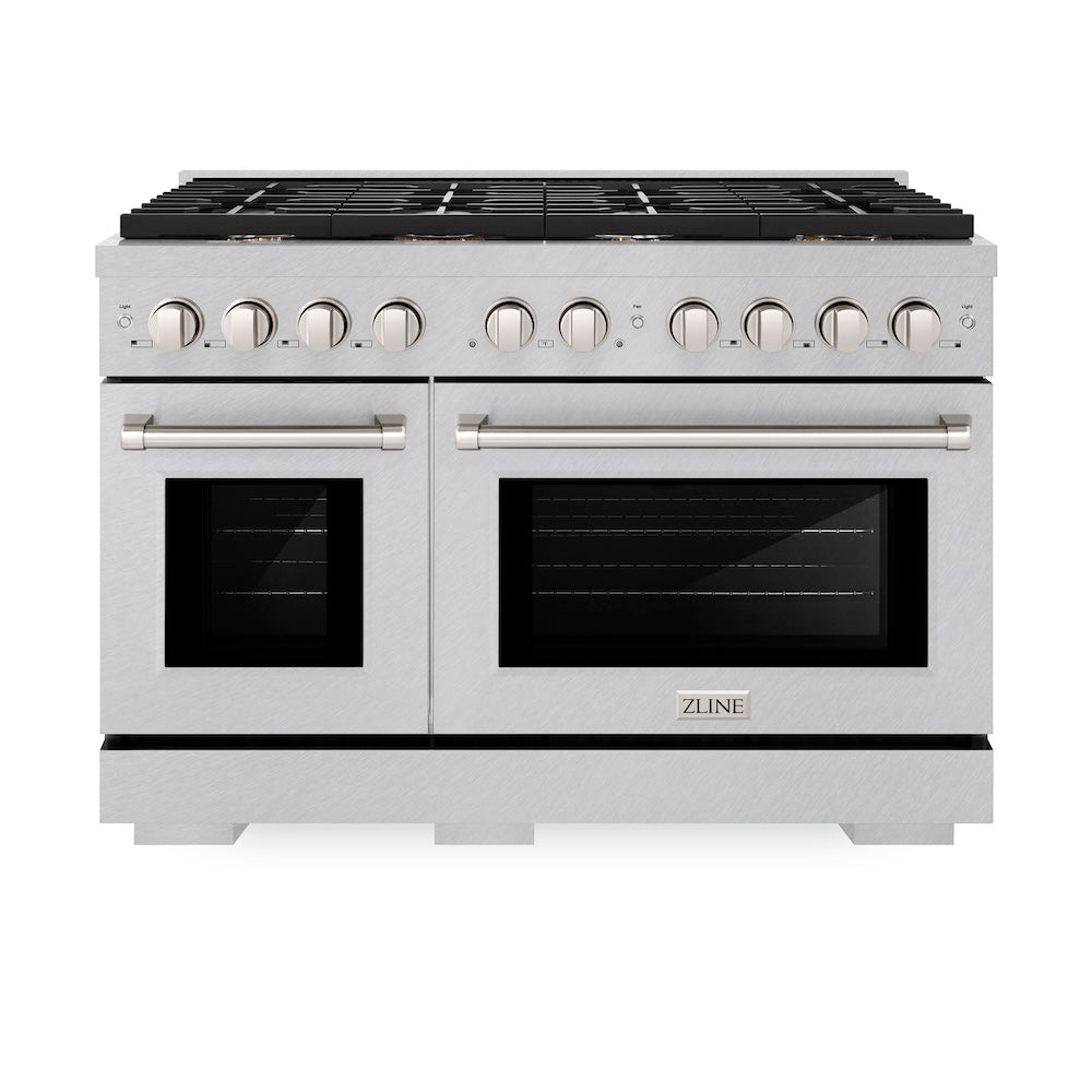 ZLINE Paramount 48-inch range in satin stainless steel SDRS-BR-48, front view