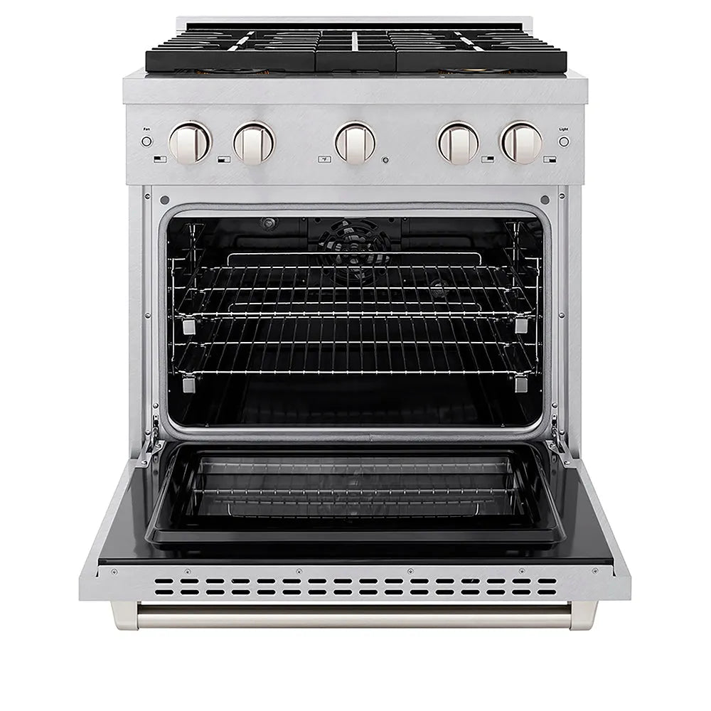 ZLINE Paramount 30-inch range in satin stainless steel PSDRS-30, front view