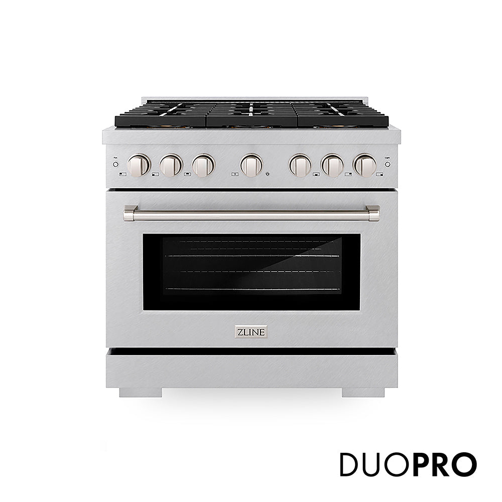 ZLINE Paramount 36-inch range in satin stainless steel PSDRS-36