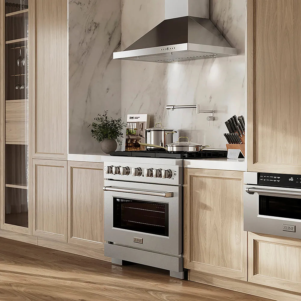ZLINE Paramount 36-inch range in satin stainless steel PSDRS-36, from above
