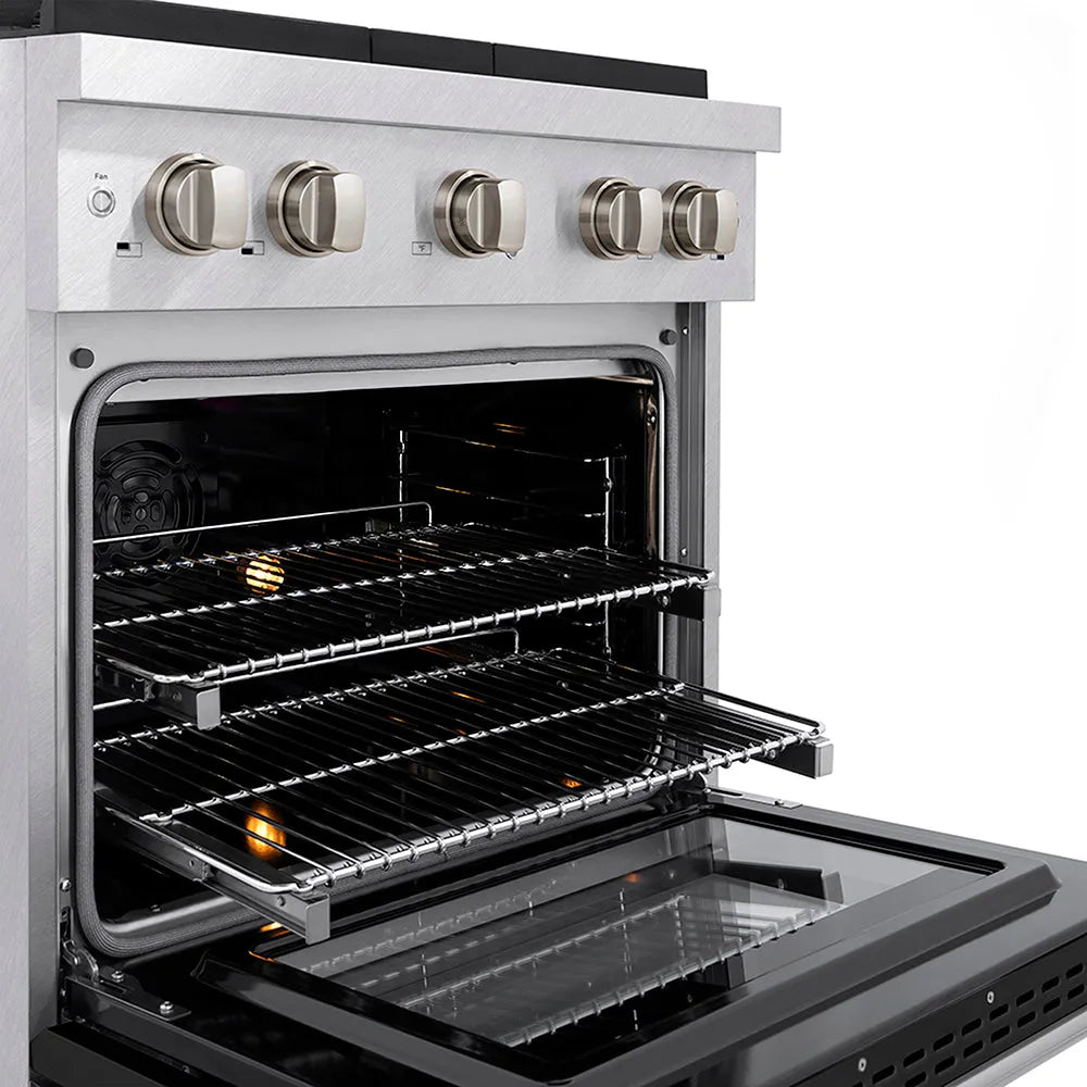 ZLINE Paramount 30-inch range in satin stainless steel with black matte door PSDRS-BLM-30, from above