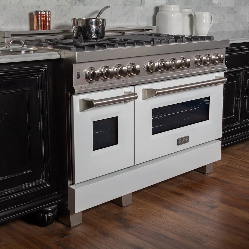ZLINE Legacy 48-inch range in satin stainless steel with white matte door RAS-WM-48, view 7
