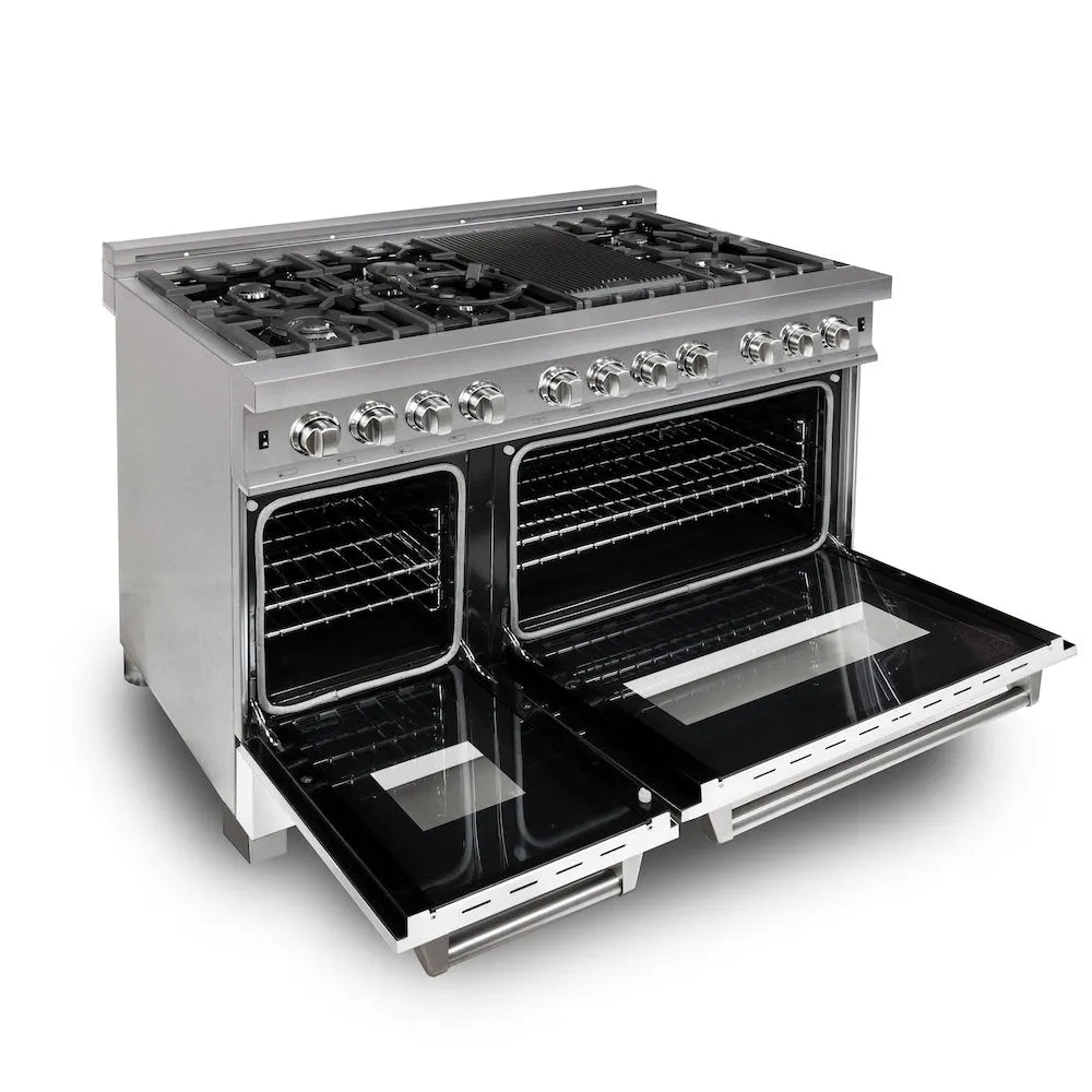 ZLINE Legacy 48-inch range in satin stainless steel with white matte door RAS-WM-48, view 5