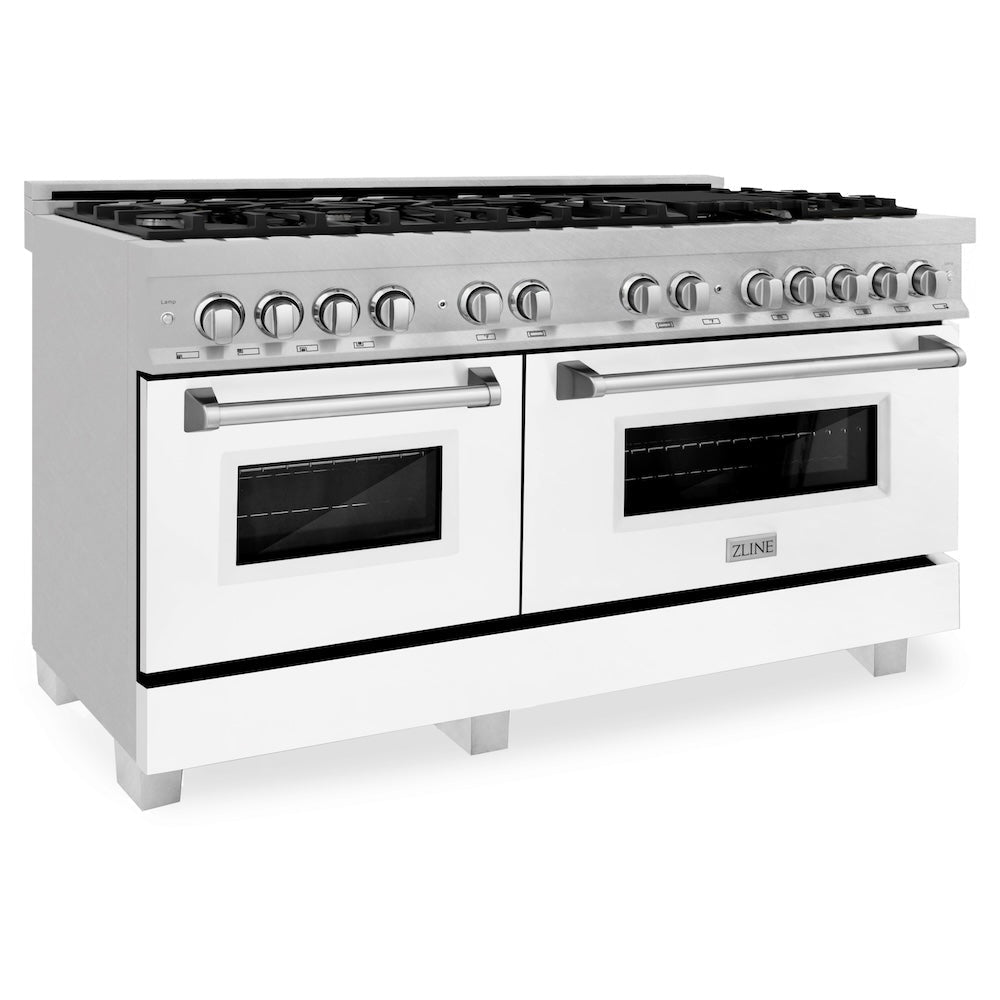 ZLINE Legacy 60-inch range in satin stainless steel with white matte door RAS-WM-60, view 6