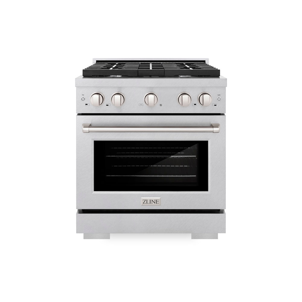 ZLINE Paramount 30-inch range in satin stainless steel SGRS-30, front view