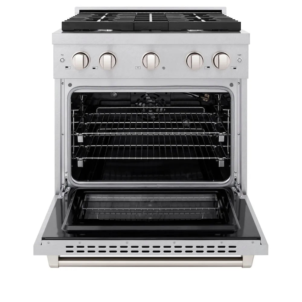 ZLINE Paramount 30-inch range in satin stainless steel SGRS-30, front view