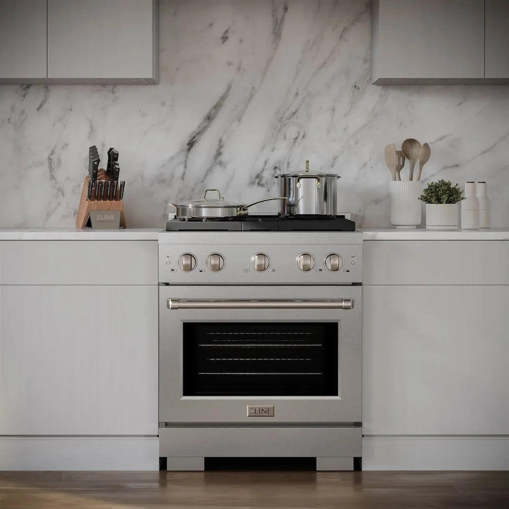 ZLINE Paramount 30-inch range in satin stainless steel SGRS-30, front view