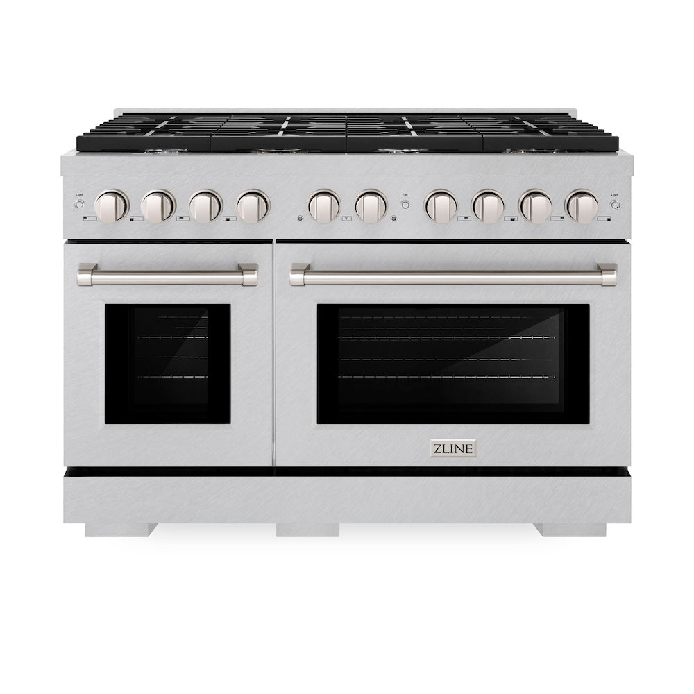 ZLINE Paramount 48-inch range in satin stainless steel SGRS-48, front view