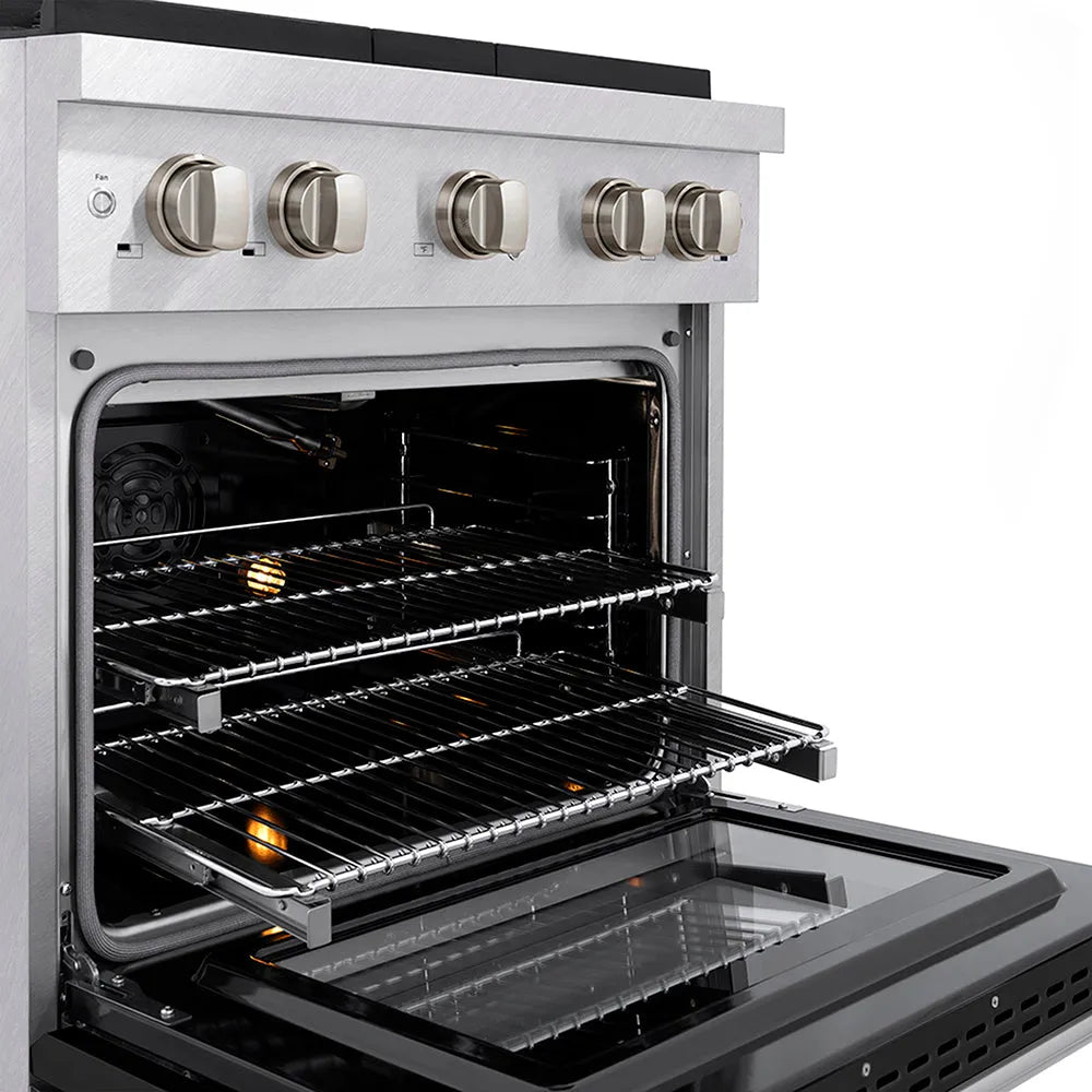 ZLINE Paramount 30-inch range in satin stainless steel with black matte door PSGRS-BLM-30, from above