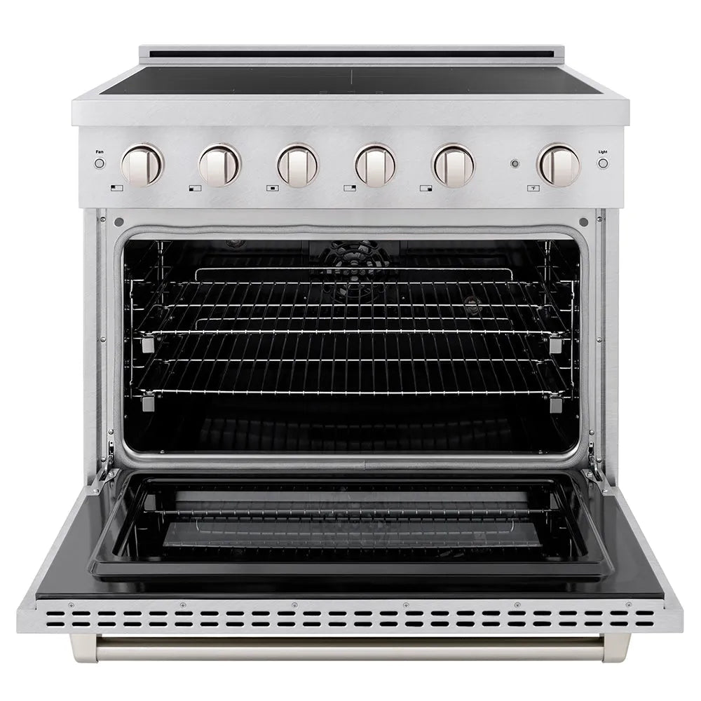 ZLINE Paramount 36-inch range in satin stainless steel SINRS-36, front view