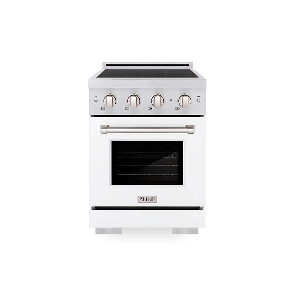 ZLINE Paramount 24-inch range in satin stainless steel with white matte door SINRS-WM-24