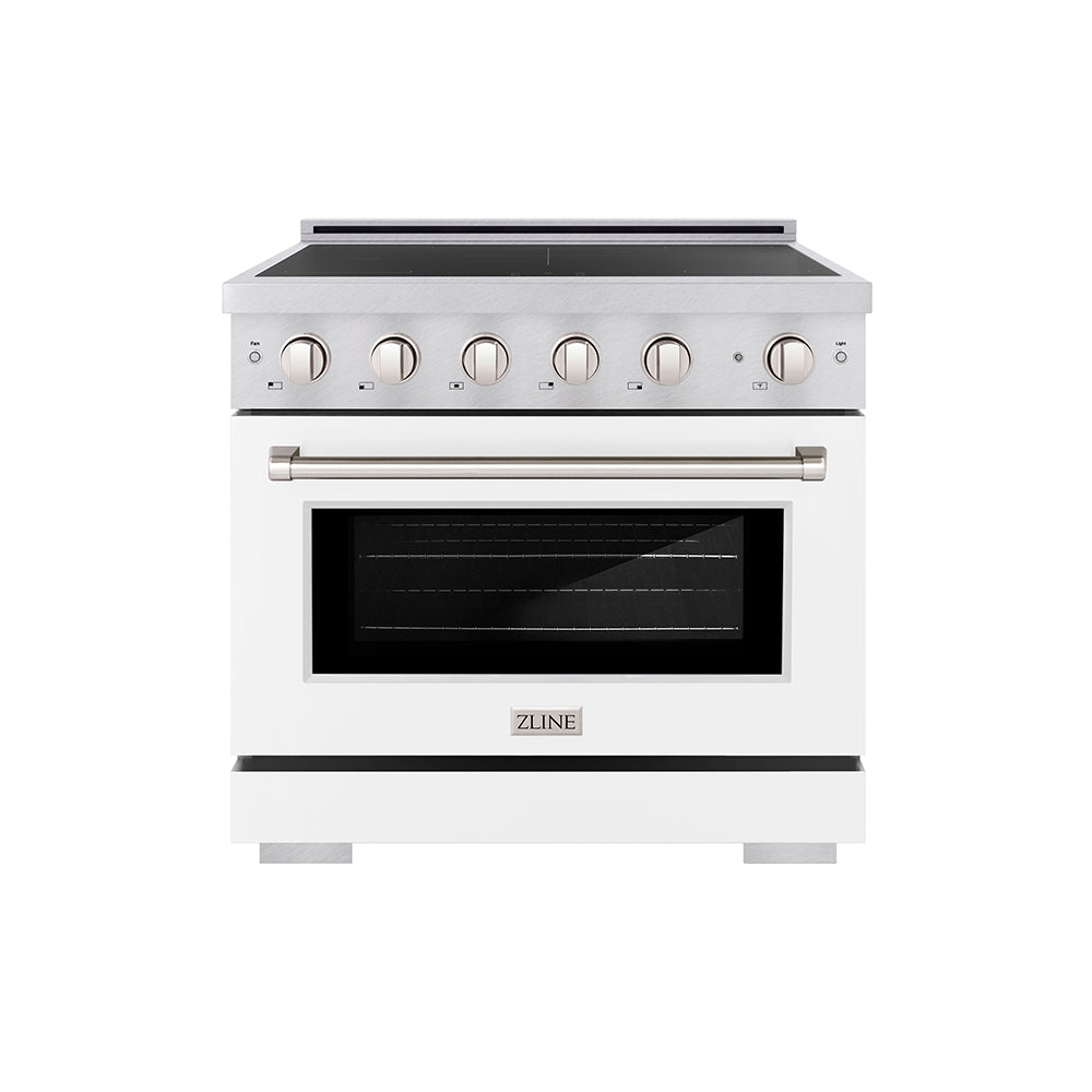 ZLINE Paramount 36-inch range in satin stainless steel with white matte door SINRS-WM-36