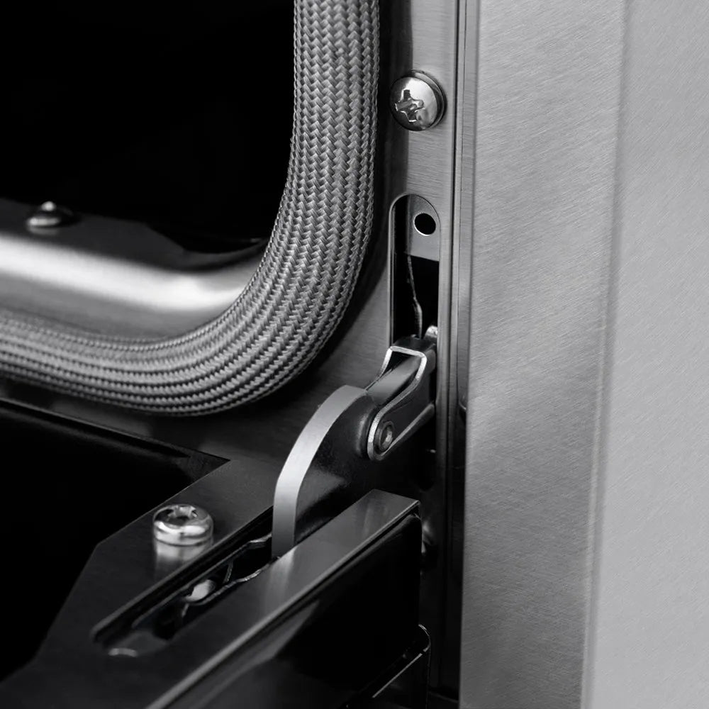 ZLINE Autograph Edition Paramount 36-inch range in satin stainless steel and champagne bronze accents SINRSZ-36-CB, detail