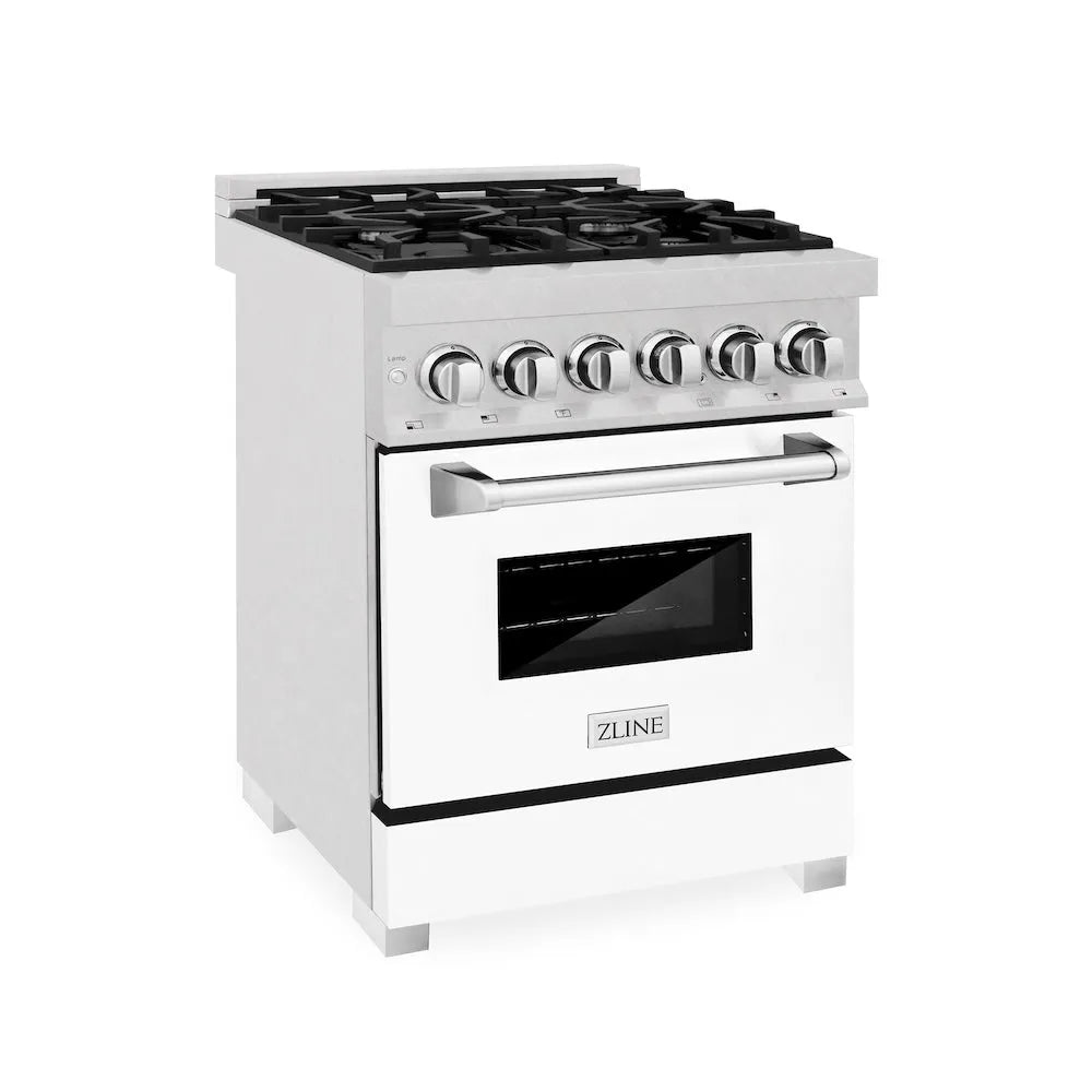ZLINE Legacy 24-inch range in satin stainless steel with white matte door RAS-WM-24
