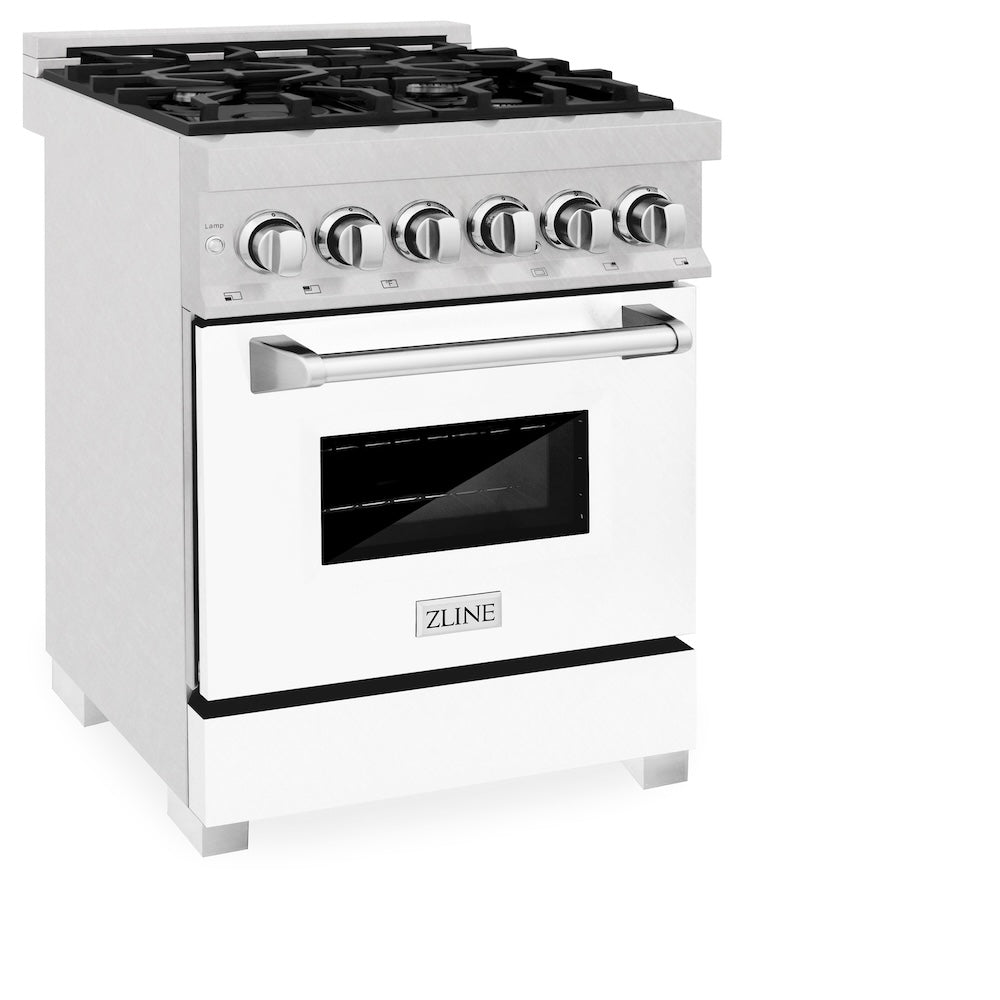 ZLINE Legacy 24-inch range in satin stainless steel with white matte door RAS-WM-24, view 6