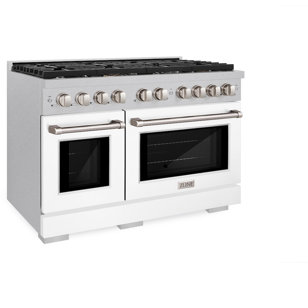 ZLINE Paramount 48-inch range in satin stainless steel with white matte door SDRS-WM-48, view 5