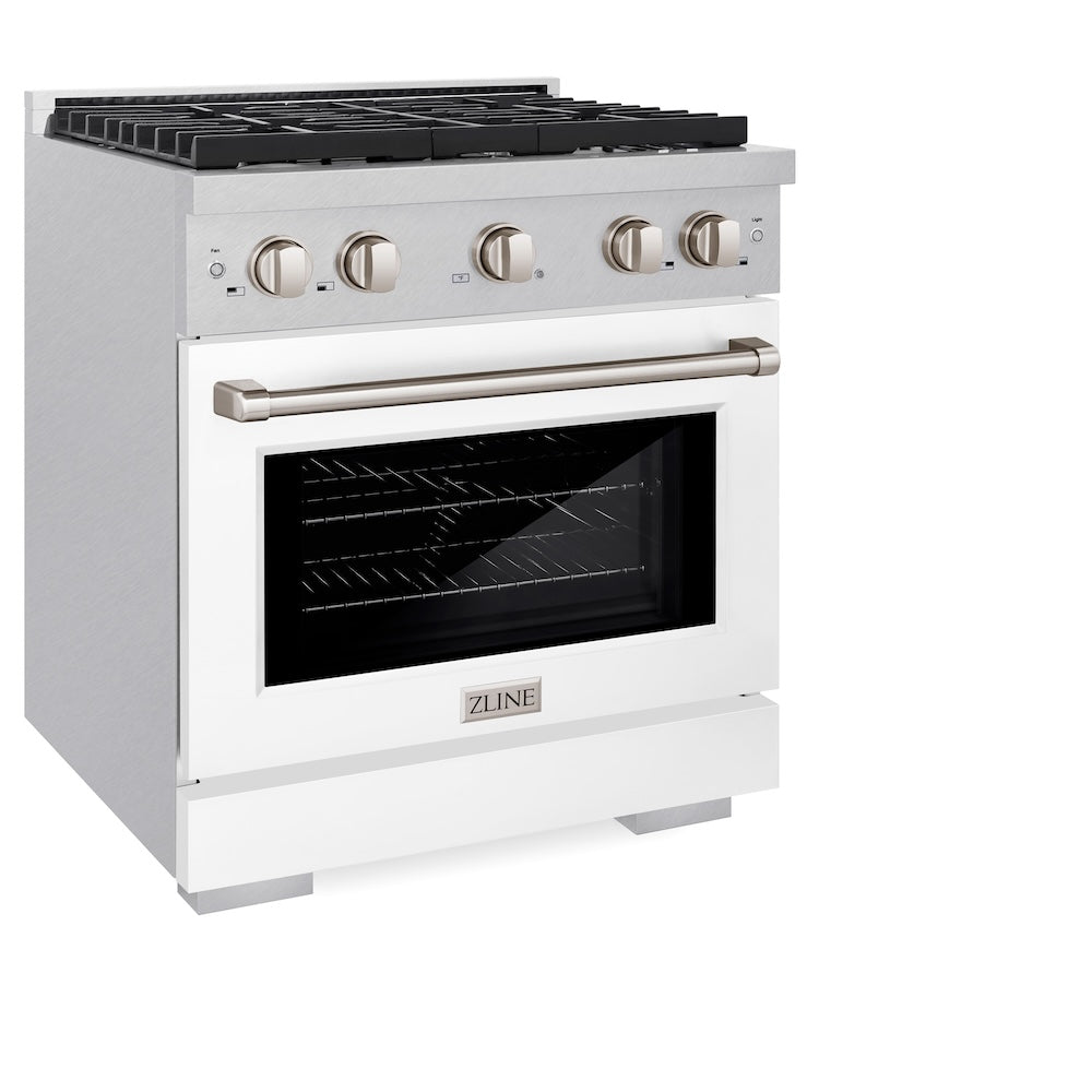ZLINE Paramount 30-inch range in satin stainless steel with white matte door SGRS-WM-30, view 5