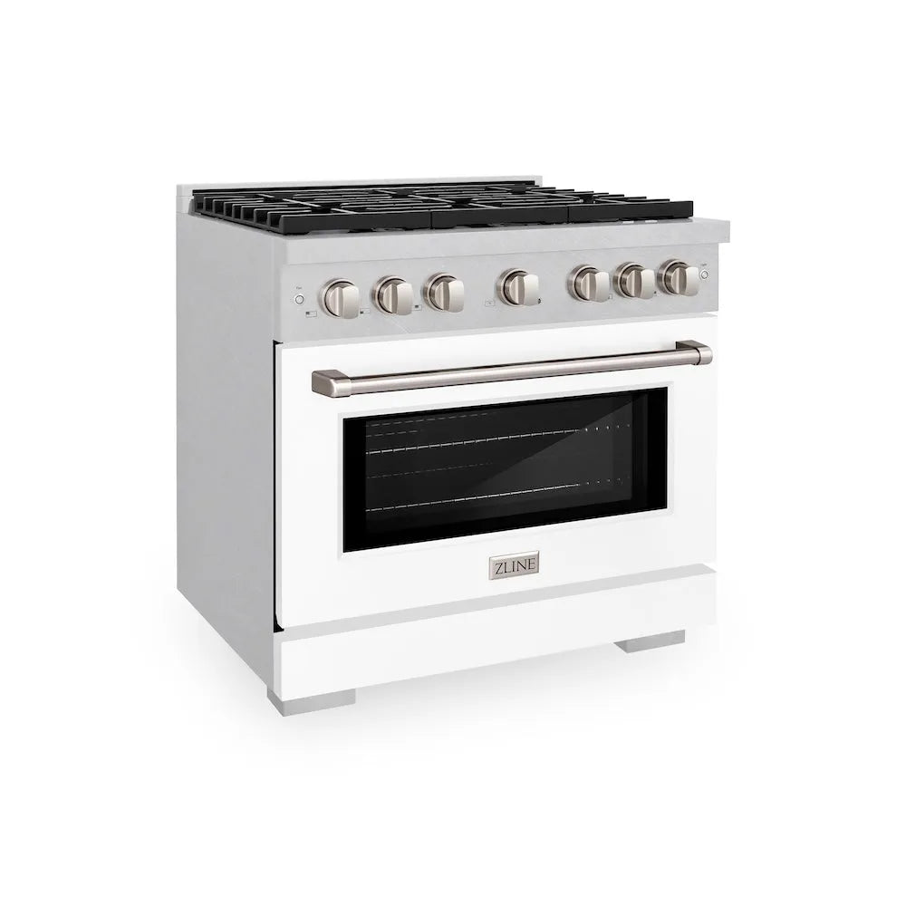 ZLINE Paramount 36-inch range in satin stainless steel with white matte door SGRS-WM-36
