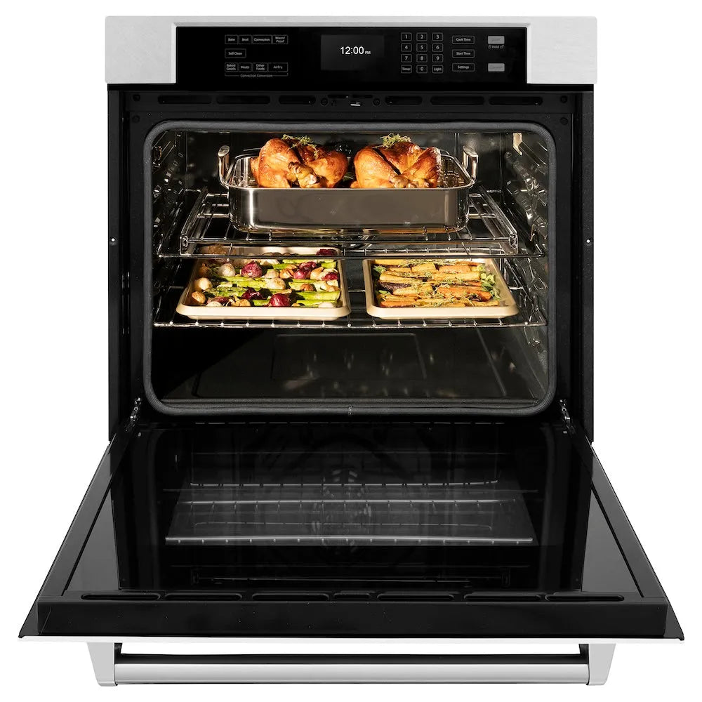 ZLINE Professional 30-inch wall oven in satin stainless steel with white matte door WASS-WM-30, front view