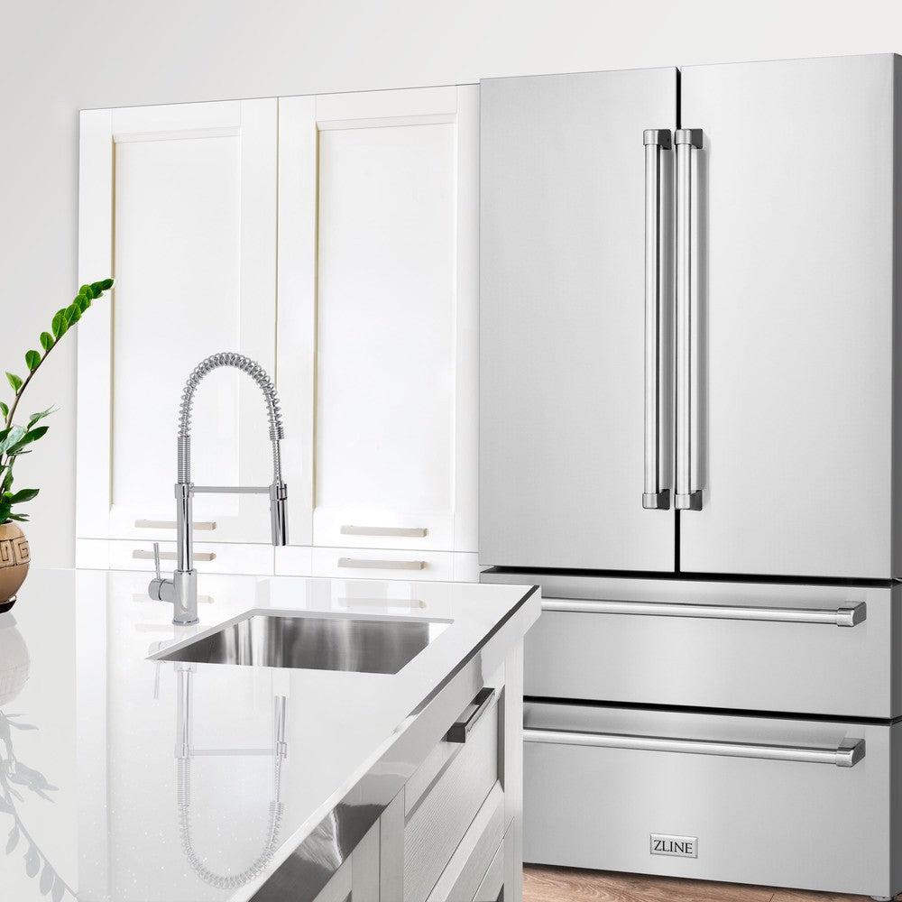 ZLINE 48-inch kitchen package 5KPR-RARH48-MWDWV installed in a kitchen