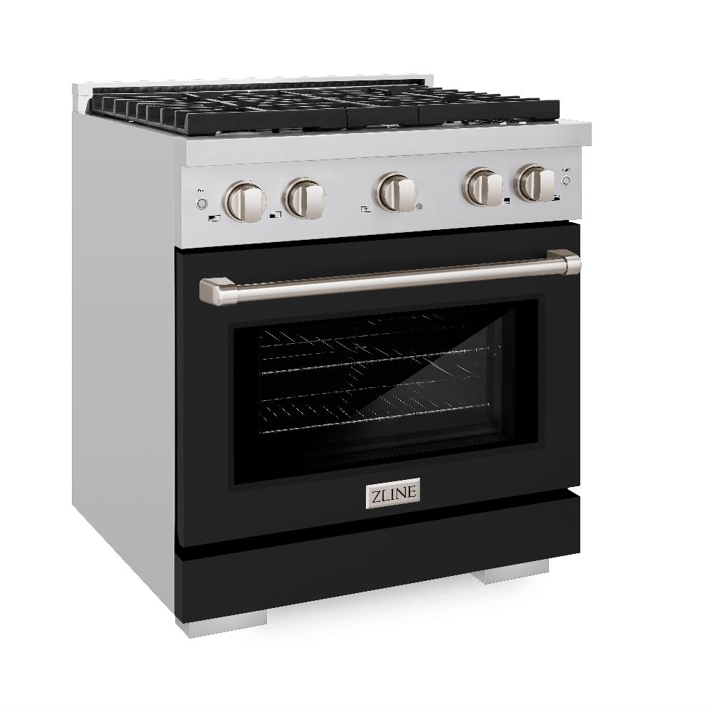 ZLINE Paramount 30-inch range in stainless steel with black matte door SDR-BLM-30, view 3