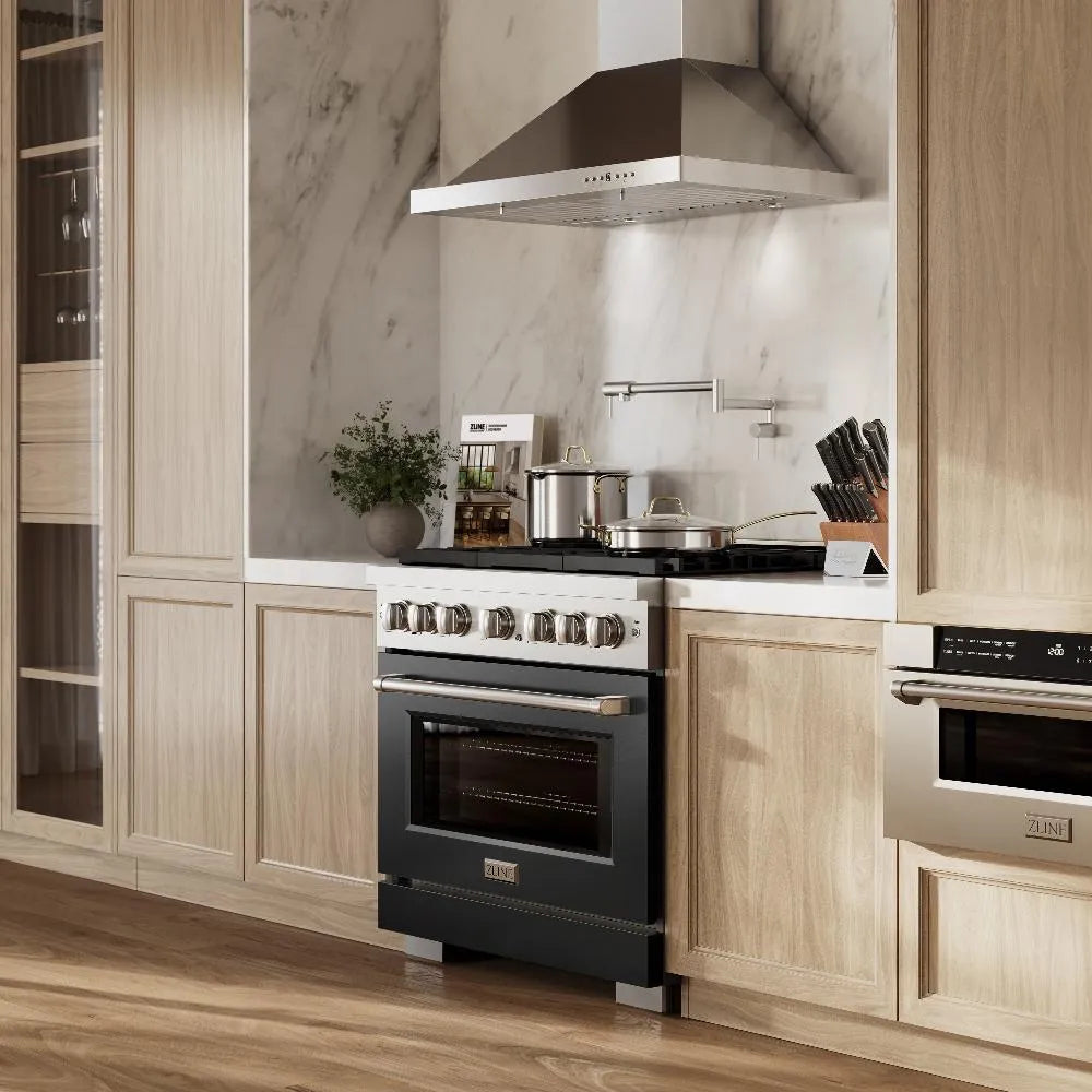 ZLINE Paramount 36-inch range in stainless steel with black matte door SDR-BLM-36, view 2