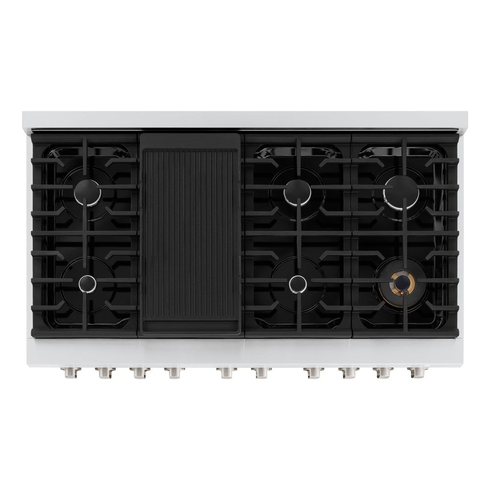 ZLINE Paramount 48-inch range in stainless steel with black matte door SDR-BLM-48, from above