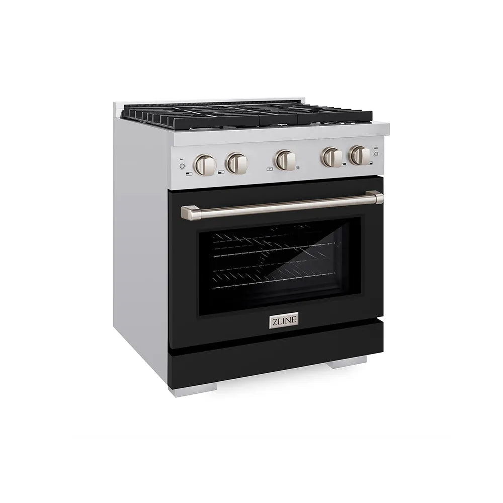 ZLINE Paramount 30-inch range in stainless steel with black matte door SGR-BLM-30