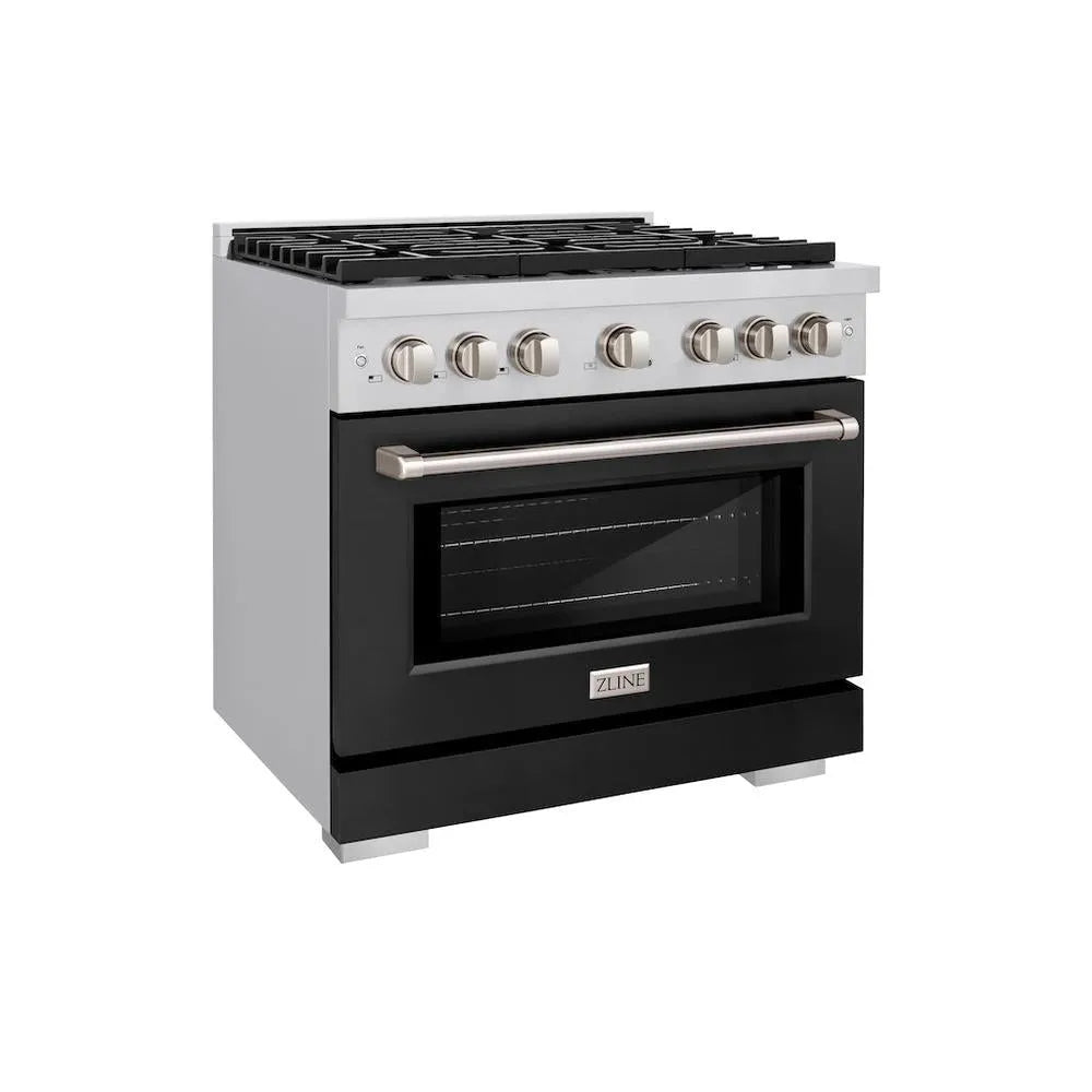 ZLINE Paramount 36-inch range in stainless steel with black matte door SGR-BLM-36