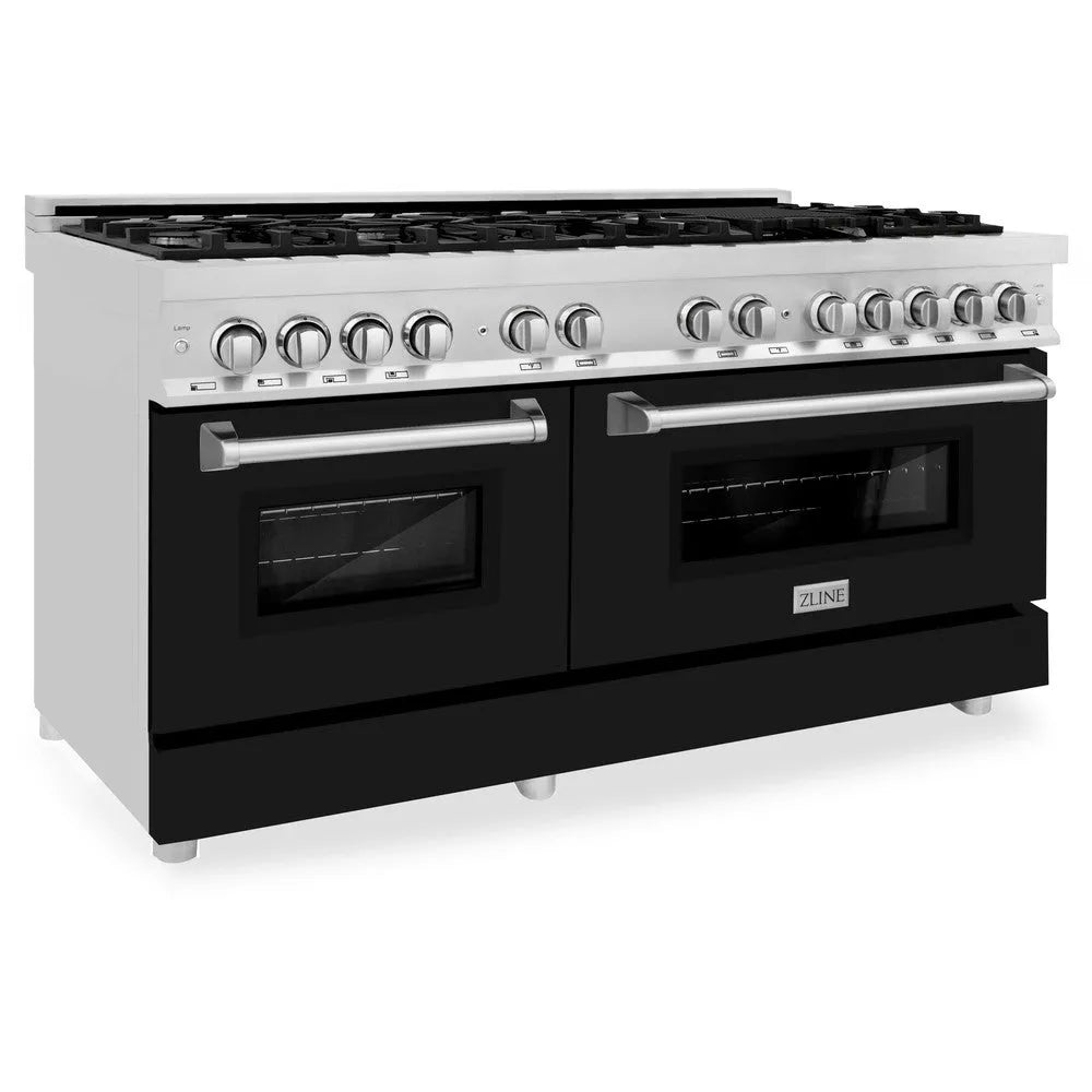 ZLINE Legacy 60-inch range in stainless steel with black matte door RA-BLM-60